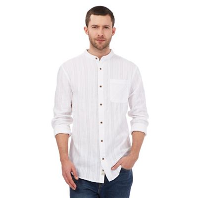 Mantaray White textured pocket grandad shirt